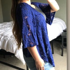 Forever 21 Blue Lace Cardigan Size Medium
